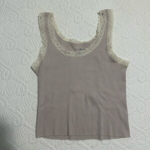 Brandy Melville Cream Lacey tank top